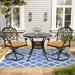 World Menagerie Jayton Round 2 - Person Outdoor Dining Set w/ Cushions Metal in Black | 35.2 W x 35.2 D in | Wayfair