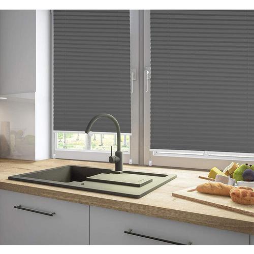 Sekey - Plisseerollo Easy fix ohne Bohren Faltrollo Fenster blickdicht, Grau, 65 x 130cm