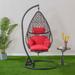 Patio PE Rattan Swing Chair With Stand and Leg Rest