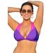 Plus Size Women's Romancer Colorblock Halter Triangle Bikini Top by Swimsuits For All in Purple Pink (Size 18)