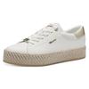 Plateausneaker TAMARIS, Damen, Gr. 38, gold (weiß, goldfarben), Lederimitat, sportlich, Schuhe, Freizeitschuh, Halbschuh, Schnürschuh mit Textilkordel am Plateau