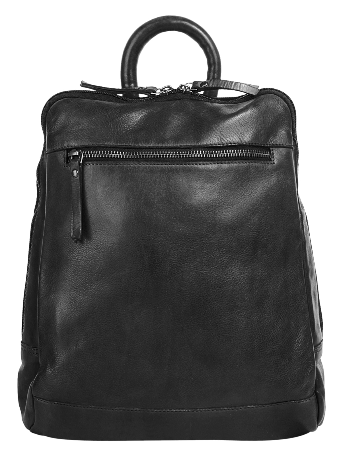 Tagesrucksack X-ZONE, Gr. B/H/T: 34cm x 23cm x 5cm, onesize, schwarz, Leder, Rindsleder, unifarben, Rucksäcke, echt Leder Image