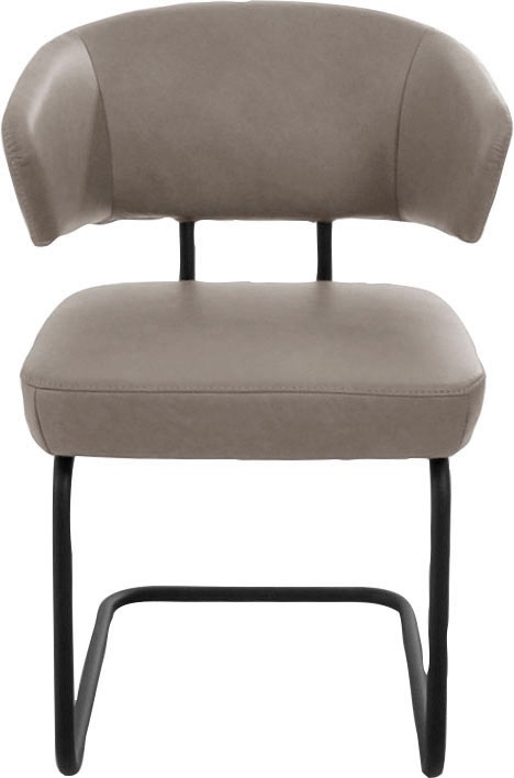 Freischwinger K+W KOMFORT & WOHNEN "Mikkado Tube", grau (stahl, schwarz), B:55cm H:79cm T:60cm, Stühle, Freischwinger, abgerundeter Rücken, Rundrohrgestell, Abstandshalter, Sitzkomfort