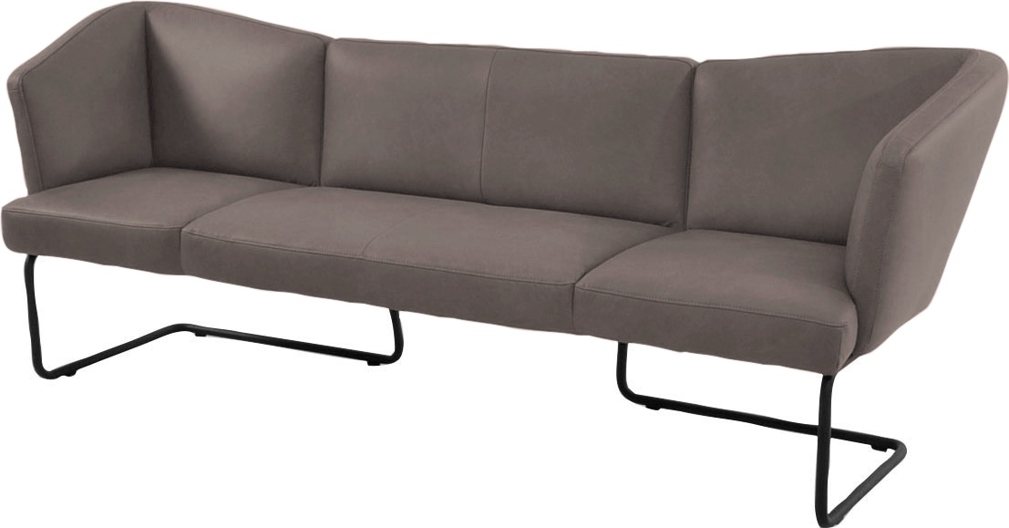 Polsterbank K+W KOMFORT & WOHNEN "Mikkado Tube", braun (sattel 71), B:242cm H:88cm T:71cm, Holzwerkstoff, Metall, Sitzbänke, Polsterbank, in abgerundeter Form, Rundrohrkufe lang, in 2 Breiten 192 oder 242 cm