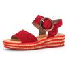 Keilsandalette GABOR, Damen, Gr. 36, rot, Ziegenveloursleder, modisch, Schuhe, Keilabsatz, Sommerschuh, Sandale mit trendigem Zierschnalle