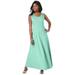 Plus Size Women's Stretch Cotton Crochet-Back Maxi Dress by Jessica London in Mint Sorbet (Size 16) Maxi Length