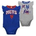 Girls Newborn & Infant Royal/Heather Gray New York Mets Little Fan Two-Pack Bodysuit Set