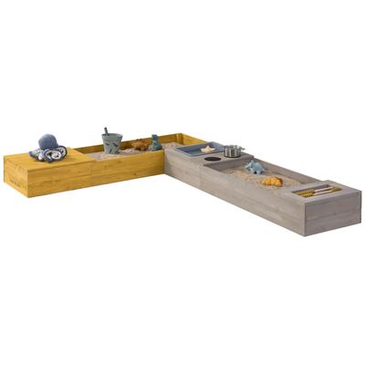 Sandkasten MUDDY BUDDY "Flexy Style", gelb (warmgrau, ocker), Sandkästen, Kinder, B/H/L: 90,00cm x 20,00cm x 150,00cm, Holz, warmgrau - ocker, Holzschutz vorbehandelt, B:90,00cm H:20,00cm L:150,00cm
