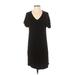 Antistar Casual Dress - Shift V Neck Short sleeves: Black Print Dresses - Women's Size Small