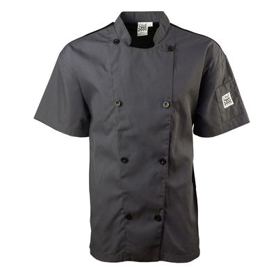 Chef Revival J205GR-L Performance Series Short Sleeve Double Breasted Jacket, Large, Pewter Grey, Gray