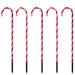 Set of 5 Red Lighted Candy Cane Christmas Lawn Stakes 28" - Battery Operated