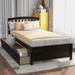 Combination Of Elegance and Modern Design Twin Platform Storage Bed Wood Bed Frame with Two Drawers and Headboard