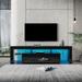 Modern Gloss TV Stand with 2 Drawers & Open Shelves, TV Console Cabinet with 20 Colors LED Control Lights for Up to 80" TV