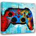 Red Barrel Studio® Video Game Controller 138 by Stephen Chambers - Wrapped Canvas Painting Canvas in Black/Blue/Red | 15 H x 15 W x 1.5 D in | Wayfair