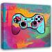 Red Barrel Studio® Video Game Controller 145 by Stephen Chambers - Wrapped Canvas Painting Canvas in Black/Blue/Red | 18 H x 18 W x 1.5 D in | Wayfair