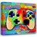 Red Barrel Studio® Video Game Controller 107 by Stephen Chambers - Wrapped Canvas Painting Canvas in Blue/Green/Red | 15 H x 15 W x 1.5 D in | Wayfair