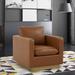 Armchair - Everly Quinn Berengarius 33" W Faux leather Armchair Faux Leather/Leather in Brown | 34.65 H x 32.75 W x 36.25 D in | Wayfair