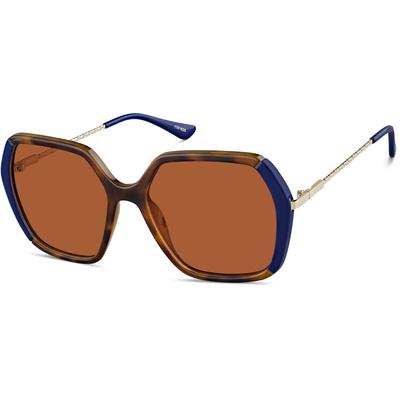 Zenni Women's Geometric Rx Sunglasses Tortoiseshell Mixed Full Rim Frame