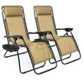 Arlmont & Co. Set Of 2 Adjustable Zero Gravity Patio Chair Recliners W/Cup Holders Metal in Brown | 44 H x 25 W x 32.5 D in | Wayfair