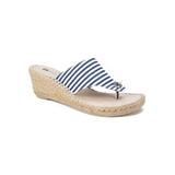 Women's White Mountain Beachball Wedge Espadrille by White Mountain in Navy Stripe (Size 6 1/2 M)