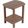 NALONE Adirondack Side Table 16.5 Outdoor Side Table HDPE Plastic Double Adirondack End Table Small Table for Patio (Wood)