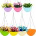 7 Pcs 8 inch Hanging Planter Pots Self-Watering Round Hanging Basket with Water Tray and Metal Chain Succulent Flower Plant Pot Container for Indoor Outdoor Garden Balcony Wall Decor Multicolor