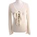 Free People Sweaters | Free People Womens Size Xs Ruffled Front Open Knit Henley Sweater Pullover | Color: Cream/White | Size: Xs