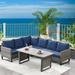 Latitude Run® Nazime 2 Piece Sectional Seating Group w/ Cushions Synthetic Wicker/All - Weather Wicker/Wicker/Rattan in Blue | Outdoor Furniture | Wayfair