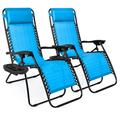 Arlmont & Co. Set Of 2 Adjustable Zero Gravity Patio Chair Recliners W/Cup Holders Metal in Blue | 44 H x 25 W x 32.5 D in | Wayfair
