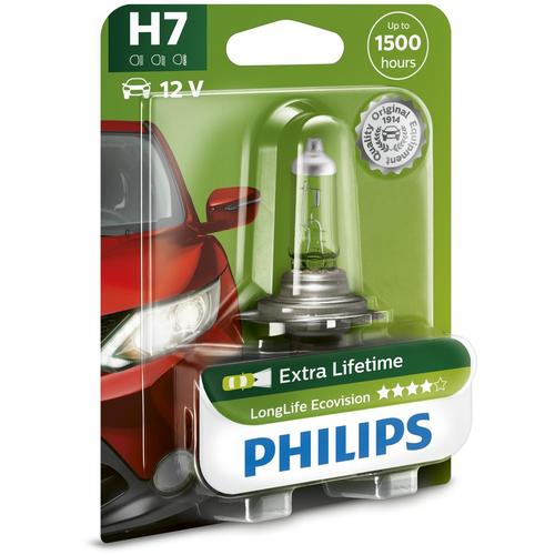 PHILIPS H7 LongLife EcoVision 55W (1 Stk.) Glühlampe, Fernscheinwerfer,Glühlampe, Hauptscheinwerfer,Glühlampe, Nebelscheinwerfer,Glühlampe, Abbiegesch