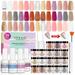 Saviland 29Pcs Dip Powder Nail Kit - 20 Colors Dipping Powder and Dip Liquid Set with Base Top Coat Activator Brush Saver