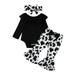 Canrulo Newborn Baby Girl Spring Fall 3Pcs Outfits Ribbed Bodysuit Romper Tops Floral Flare Pants Outfits with Headband Set Black 3-6 Months