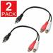 New Cable Splitter 6 inch Stereo Aux Cord RCA Male to 2 RCA Audio Cable Female Audio Speaker Adapter Y Splitter Cable 2PCS