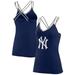 Women's Fanatics Branded Navy New York Yankees Barrel It Up Cross Back V-Neck Tank Top