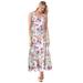 Plus Size Women's Sleeveless Crinkle A-Line Dress by Woman Within in White Floral (Size 6X)