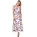 Plus Size Women's Sleeveless Crinkle A-Line Dress by Woman Within in White Floral (Size L)
