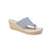 Women's White Mountain Beachball Wedge Espadrille by White Mountain in Navy Stripe (Size 8 1/2 M)