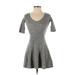 Hollister Casual Dress - Mini: Gray Tweed Dresses - Women's Size X-Small