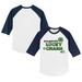Toddler Tiny Turnip White/Navy Atlanta Braves Lucky Charm 3/4-Sleeve Raglan T-Shirt
