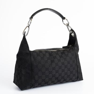 Gucci Bags | Authentic Gucci Gg Canvas Handbag, Gucci Purse, Black Gucci Shoulder Bag, Gg | Color: Black/Silver | Size: Os