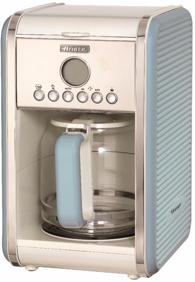 ARIETE Filterkaffeemaschine "Vintage 1342, blau", blau (blau, silberfarben, weiß), 1,5 l, 12, Kaffeemaschinen, Startzeit Kaffeezubereitung programmierbar