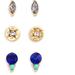 Madewell Jewelry | New Madewell Set 3 Pairs Stud Earrings Jewel Toned Sterling Silver New In Box | Color: Blue/Gold | Size: Os