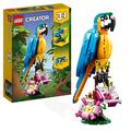 LEGO Creator 3in1 Exotischer Papagei, Frosch und Fisch Geschenk Dschungel-Tier-Figuren Bauspielzeug, kreatives Deko Spielzeug für Kinder ab 7 Jahren, Jungen und Mädchen 31136