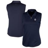 Women's Cutter & Buck Navy Milwaukee Brewers Americana Logo DryTec Forge Stretch Sleeveless Polo