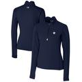 Women's Cutter & Buck Navy Houston Astros Americana Logo DryTec Traverse Stretch Quarter-Zip Pullover Top