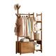 Bamboo Coat Rack for Hanging Clothes,3-in-1 Bamboo Clothes Rail with Hooks & with Drawer,Open Wardrobe Coat Stands for Entryway, Bedroom, Bathroom and Office, 80x37x146cm B