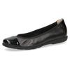 Ballerina CAPRICE, Damen, Gr. 37, schwarz (schwarz, glänzend), Nappaleder, Lackleder, sportlich, Schuhe, Loafer, Slipper, Festtags Schuh mit Lack-Details