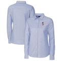 Women's Cutter & Buck Light Blue Seattle Mariners Americana Logo Oxford Stretch Long Sleeve Button-Up Shirt