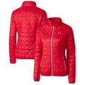 Women's Cutter & Buck Red Cincinnati Reds Americana Logo Rainier PrimaLoft Eco Insulated Full-Zip Puffer Jacket