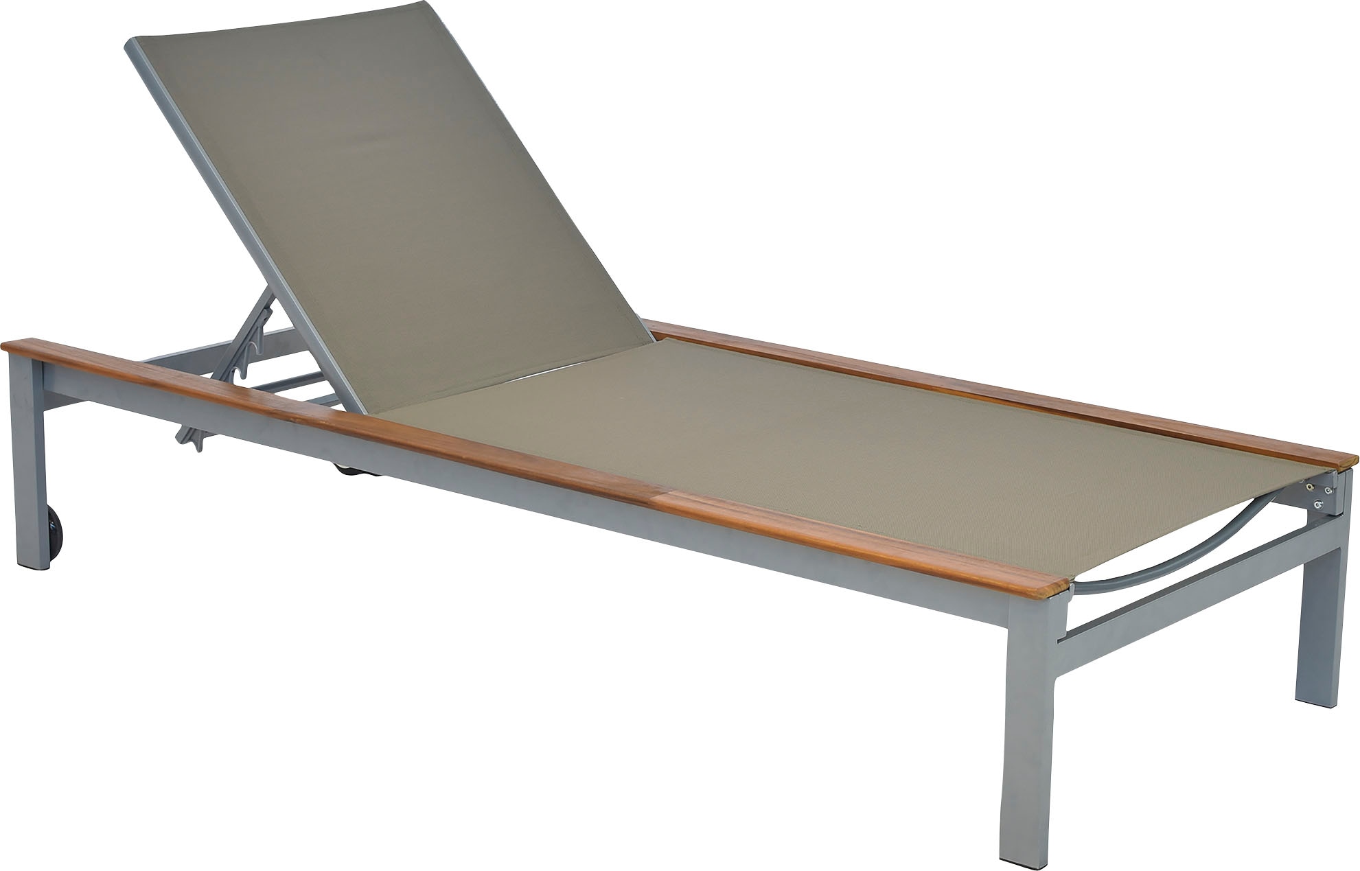 Gartenliege MERXX "Naxos", grau (silber), Obermaterial: 70% PVC, 30% Polyester, Gartenliegen